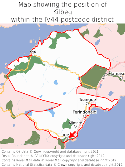Map showing location of Kilbeg within IV44