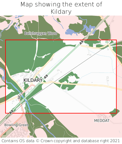 Map showing extent of Kildary as bounding box