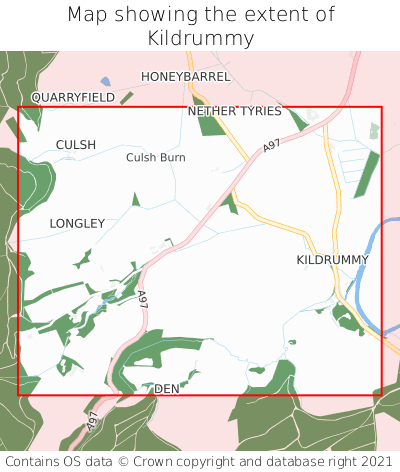 Map showing extent of Kildrummy as bounding box
