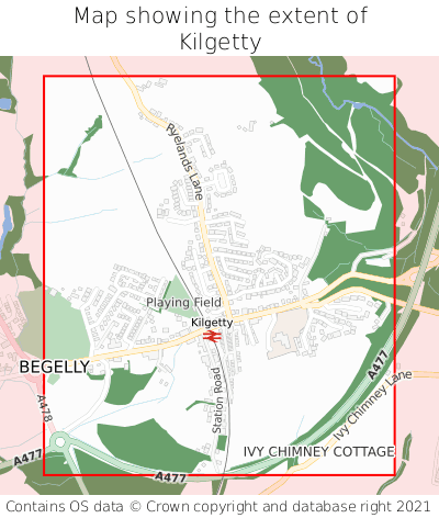 Map showing extent of Kilgetty as bounding box