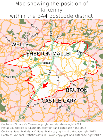 Map showing location of Kilkenny within BA4