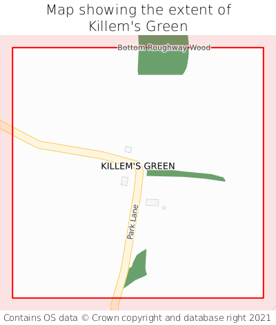 Map showing extent of Killem's Green as bounding box