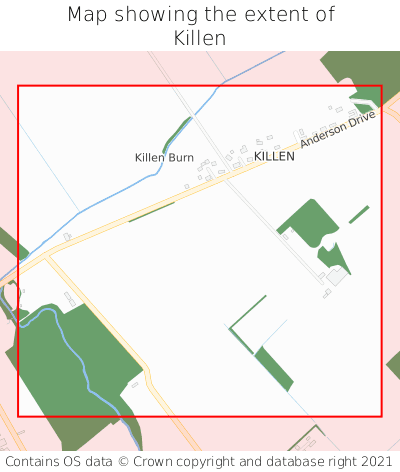 Map showing extent of Killen as bounding box