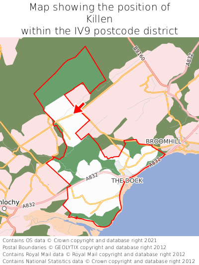Map showing location of Killen within IV9
