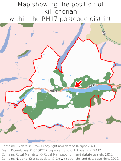 Map showing location of Killichonan within PH17