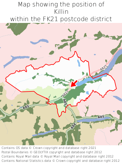 Map showing location of Killin within FK21
