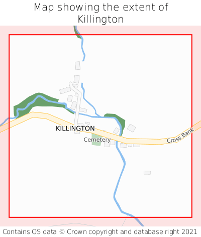 Map showing extent of Killington as bounding box