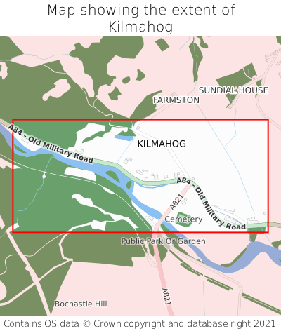 Map showing extent of Kilmahog as bounding box