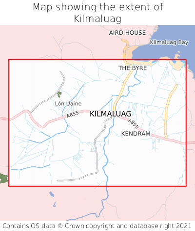 Map showing extent of Kilmaluag as bounding box