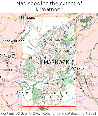 Map showing extent of Kilmarnock as bounding box