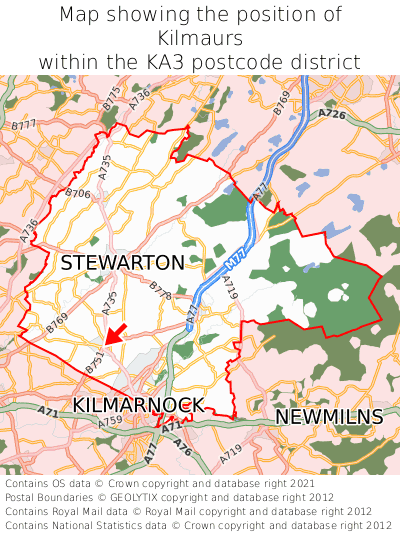 Map showing location of Kilmaurs within KA3
