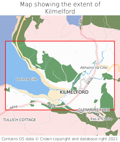 Map showing extent of Kilmelford as bounding box