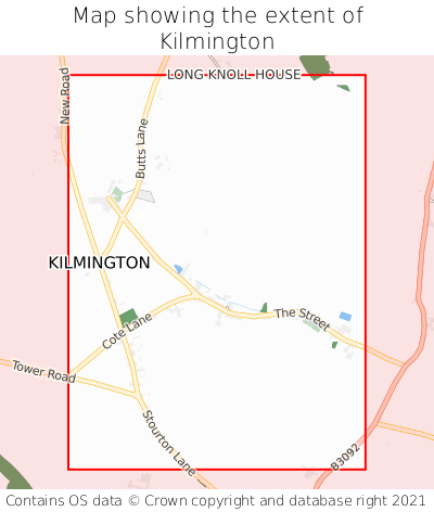 Map showing extent of Kilmington as bounding box