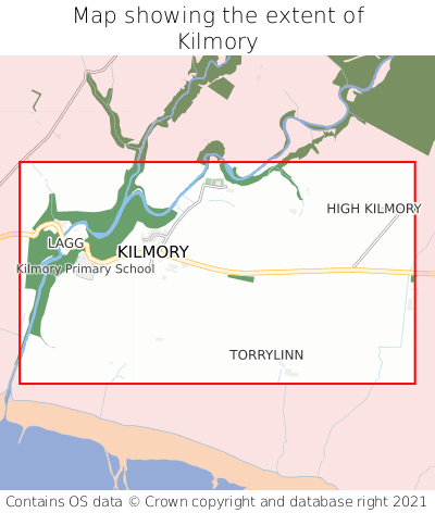 Map showing extent of Kilmory as bounding box