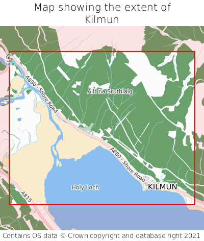 Map showing extent of Kilmun as bounding box