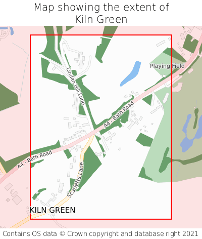 Map showing extent of Kiln Green as bounding box