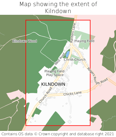 Map showing extent of Kilndown as bounding box