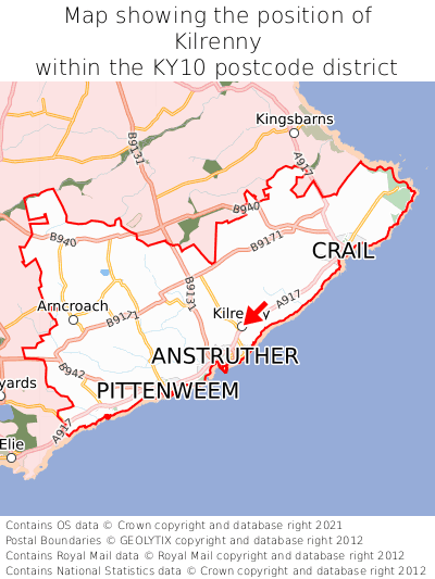 Map showing location of Kilrenny within KY10