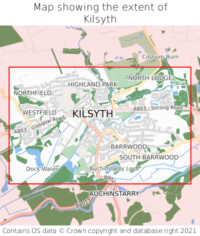 Map showing extent of Kilsyth as bounding box