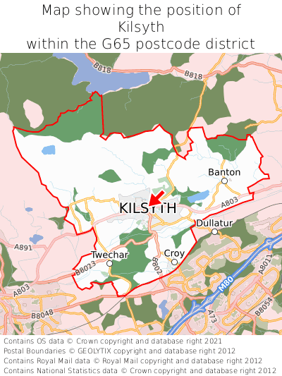 Map showing location of Kilsyth within G65