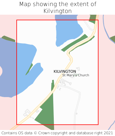 Map showing extent of Kilvington as bounding box