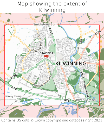 Map showing extent of Kilwinning as bounding box