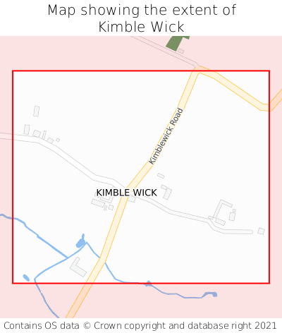 Map showing extent of Kimble Wick as bounding box