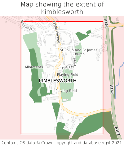 Map showing extent of Kimblesworth as bounding box
