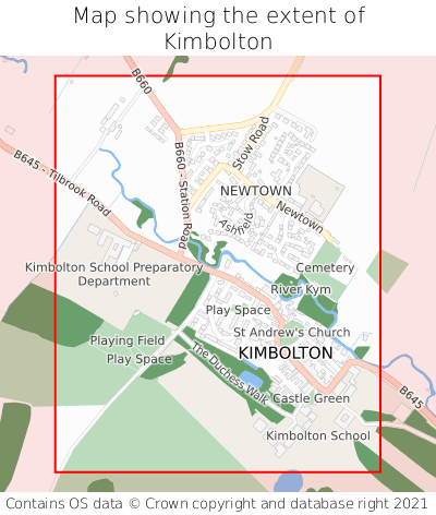 Map showing extent of Kimbolton as bounding box