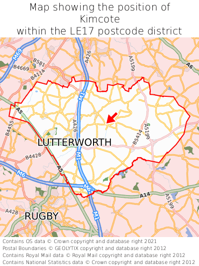 Map showing location of Kimcote within LE17