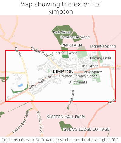Map showing extent of Kimpton as bounding box