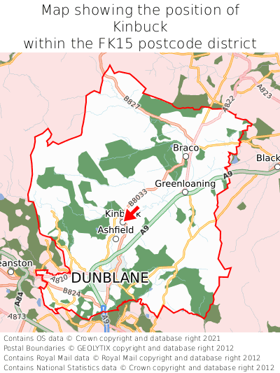 Map showing location of Kinbuck within FK15
