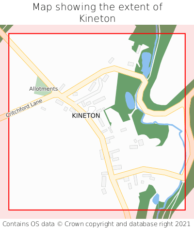 Map showing extent of Kineton as bounding box