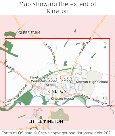 Map showing extent of Kineton as bounding box