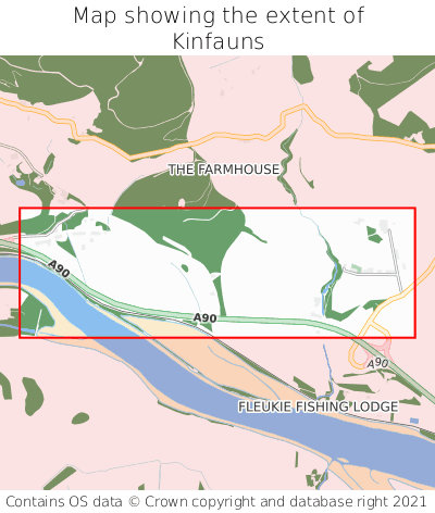 Map showing extent of Kinfauns as bounding box