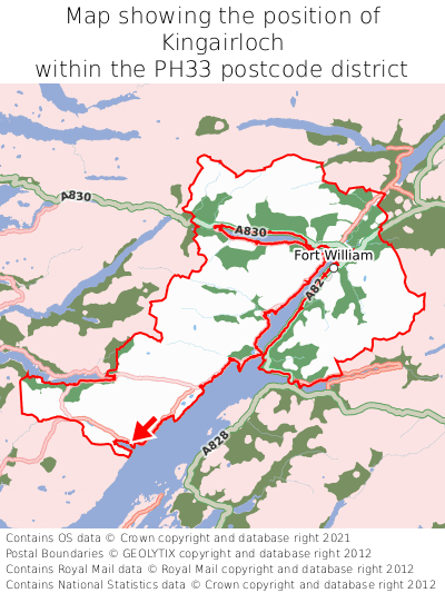 Map showing location of Kingairloch within PH33