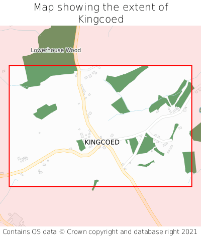 Map showing extent of Kingcoed as bounding box