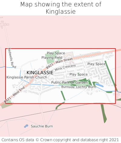 Map showing extent of Kinglassie as bounding box