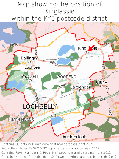 Map showing location of Kinglassie within KY5