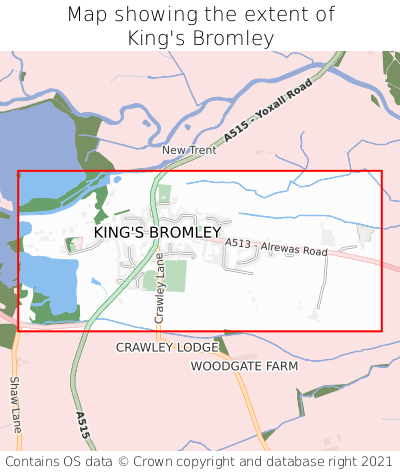 Map showing extent of King's Bromley as bounding box