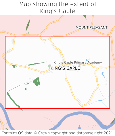 Map showing extent of King's Caple as bounding box