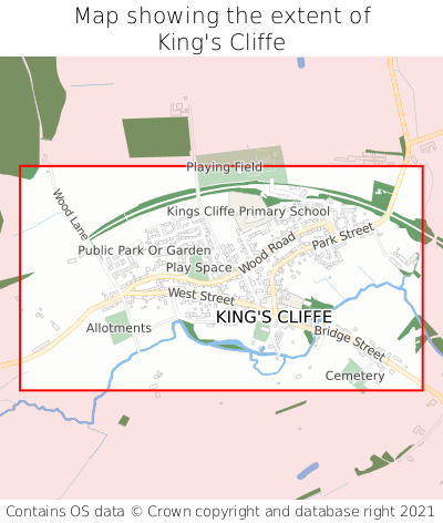 Map showing extent of King's Cliffe as bounding box