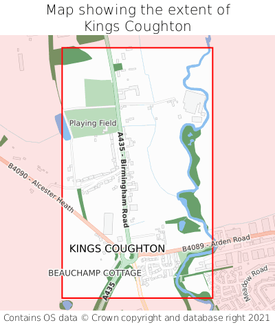 Map showing extent of Kings Coughton as bounding box