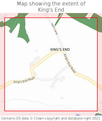 Map showing extent of King's End as bounding box