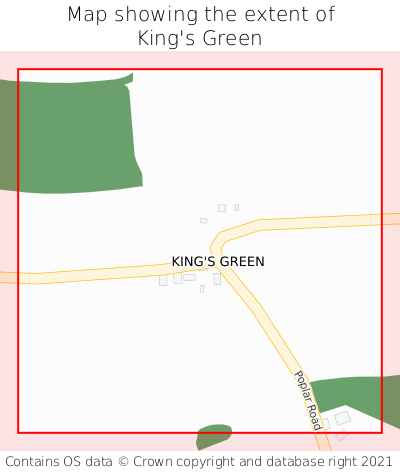 Map showing extent of King's Green as bounding box
