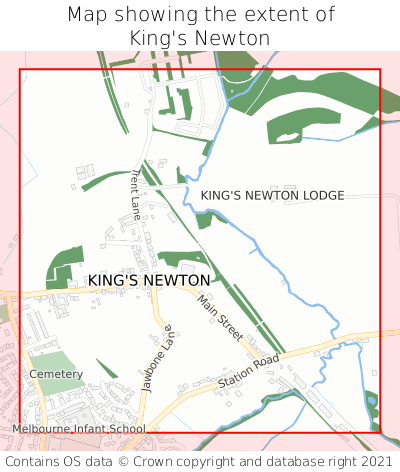 Map showing extent of King's Newton as bounding box