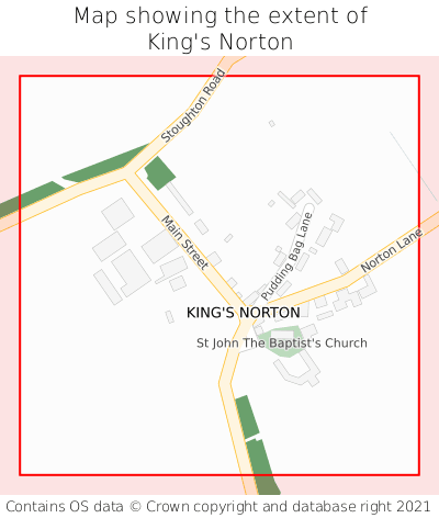 Map showing extent of King's Norton as bounding box