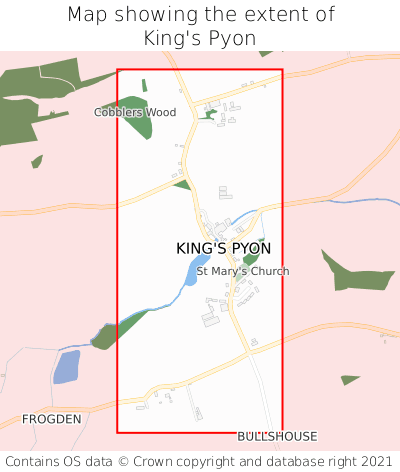 Map showing extent of King's Pyon as bounding box
