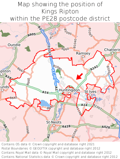 Map showing location of Kings Ripton within PE28