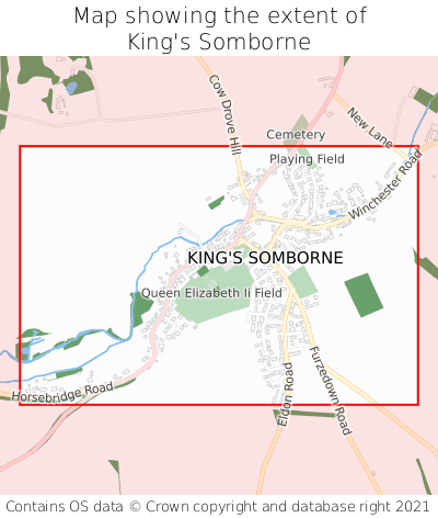 Map showing extent of King's Somborne as bounding box